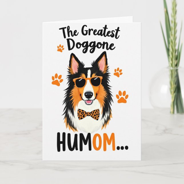 Dog Mom Orange Pawprints Card (Front)