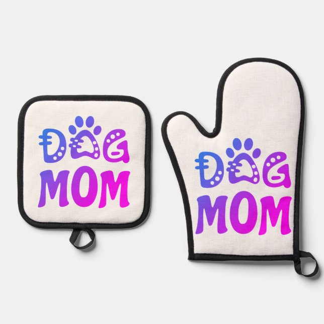 Dog Mom Oven Mitt & Pot Holder Set (Front)