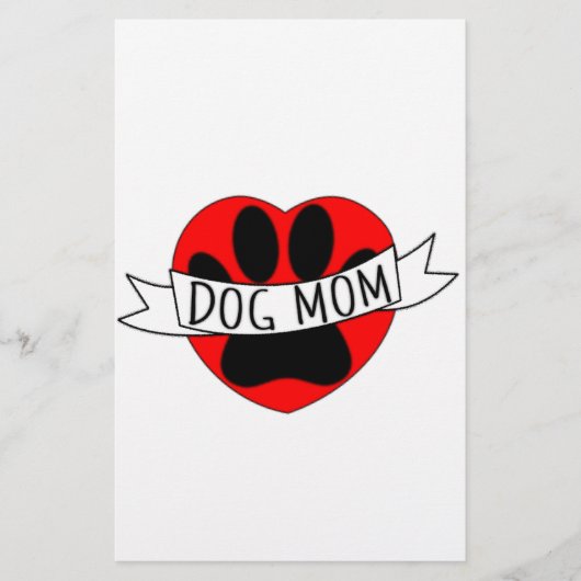 Dog Mom Paw And Red Heart Drawing (Front)