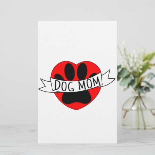 Dog Mom Paw And Red Heart Drawing (Standing Front)