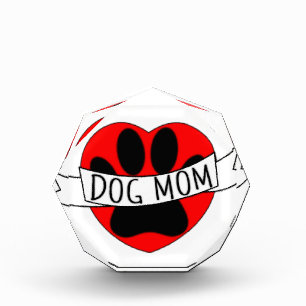 Dog Mom Paw And Red Heart Drawing Award