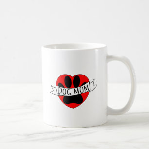 Dog Mom Paw And Red Heart Drawing Coffee Mug