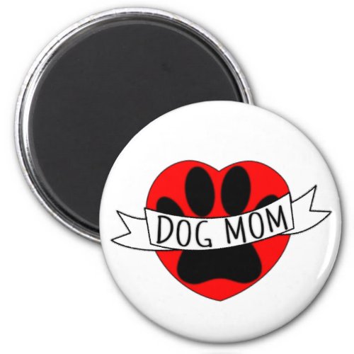 Dog Mom Paw And Red Heart Drawing Magnet