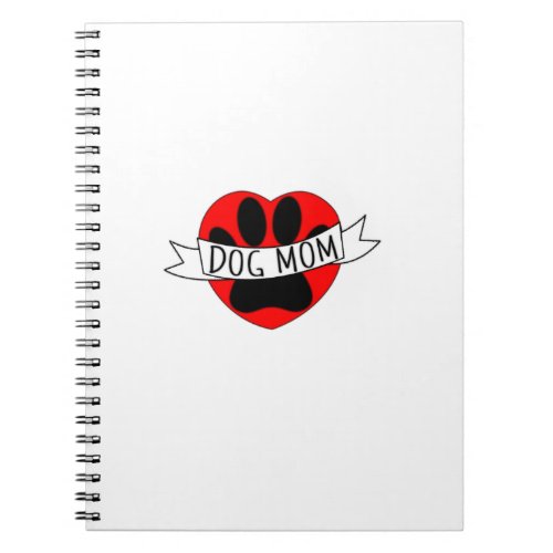 Dog Mom Paw And Red Heart Drawing Notebook