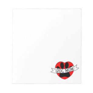Dog Mom Paw And Red Heart Drawing Notepad