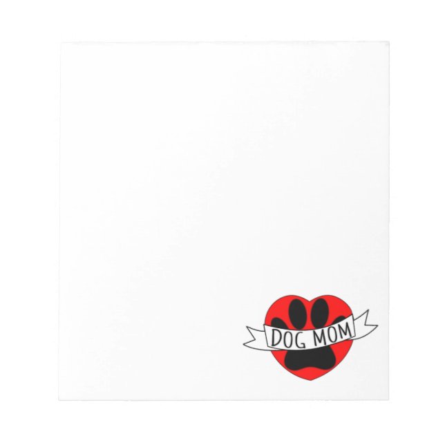 Dog Mom Paw And Red Heart Drawing Notepad (Front)