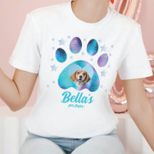 Dog Mom Paw Custom Photo Blue Glitter