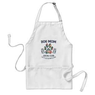 Dog Mom  Paw Floral  Adult Apron