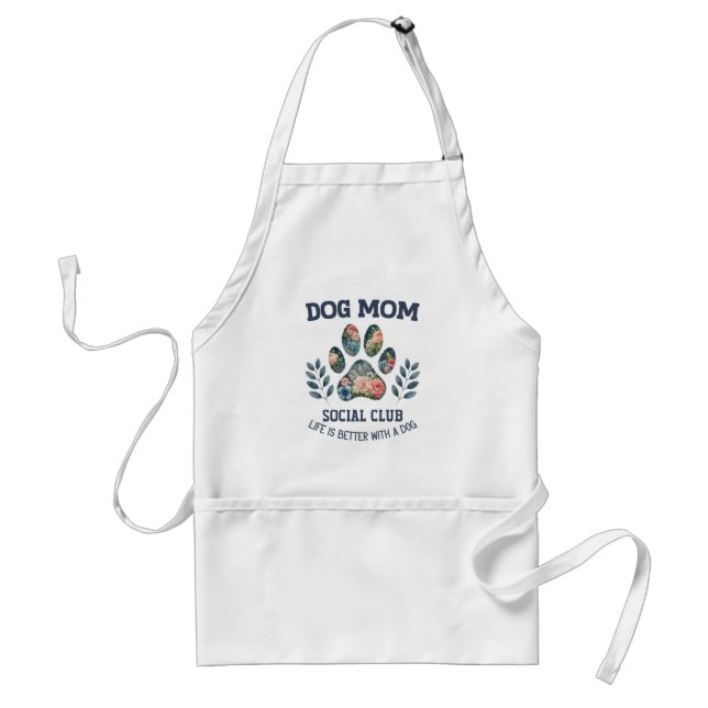 Dog Mom  Paw Floral  Adult Apron (Front)