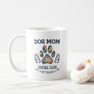 Dog Mom Paw Floral Coffee Mug