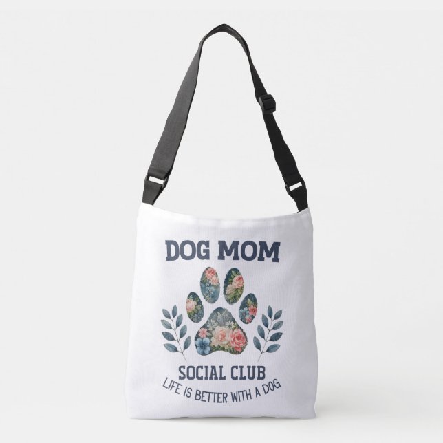 Dog Mom  Paw Floral  Crossbody Bag (Front)
