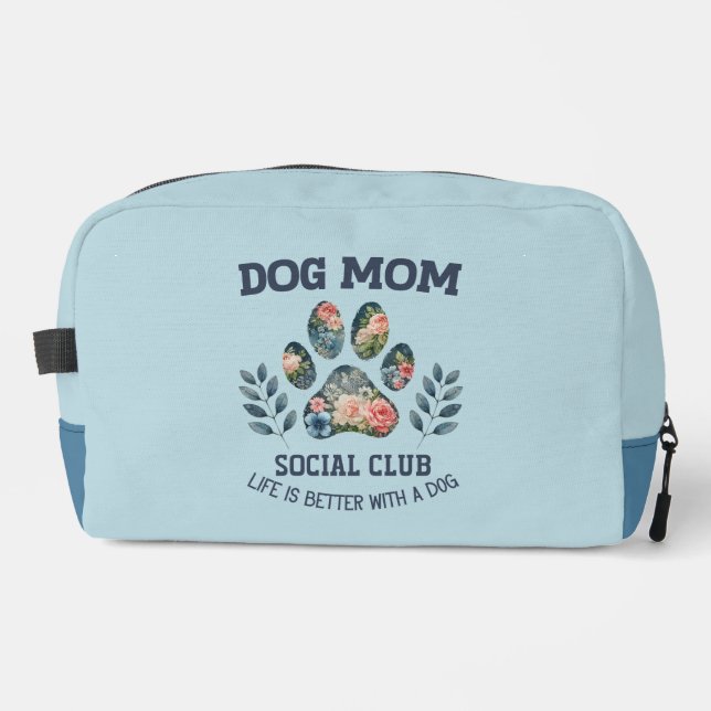 Dog Mom  Paw Floral  Dopp Kit (Front)