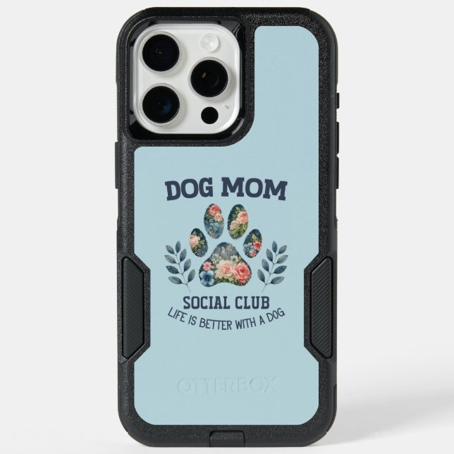 Dog Mom  Paw Floral  iPhone 15 Pro Max Case (Back)