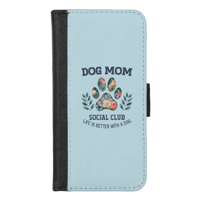 Dog Mom  Paw Floral  iPhone Wallet Case (Front)