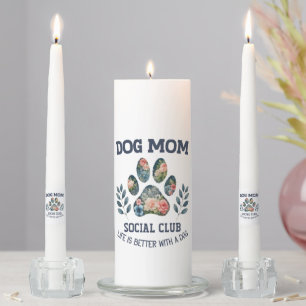 Dog Mom Paw Floral Unity Candle Set