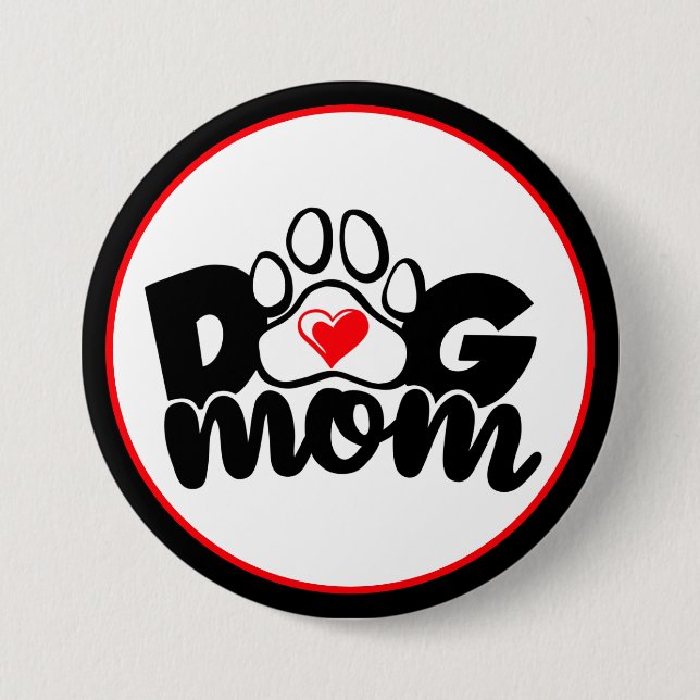 Dog Mom Paw Heart Button (Front)