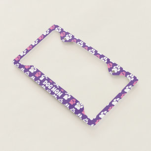 Dog Mom Paw Print Customize Colors License Plate Frame