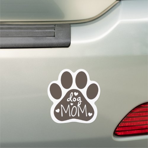 Dog Mom Paw Print Cute Black And White Car Magnet