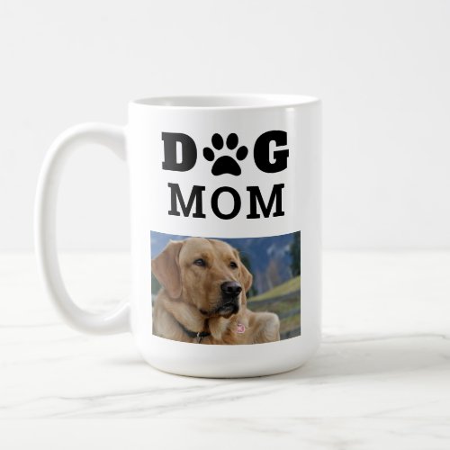 Dog Mom Paw Print Photo Coffee Mug