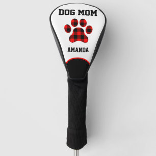 Dog Mom Paw Print Red, Black, White Golf Head Cover