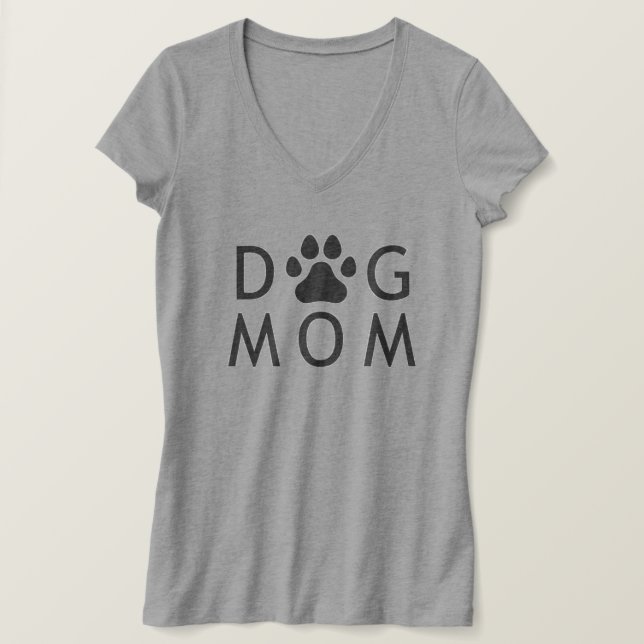 Dog Mom Paw Print V-Neck T-Shirt (Design Front)