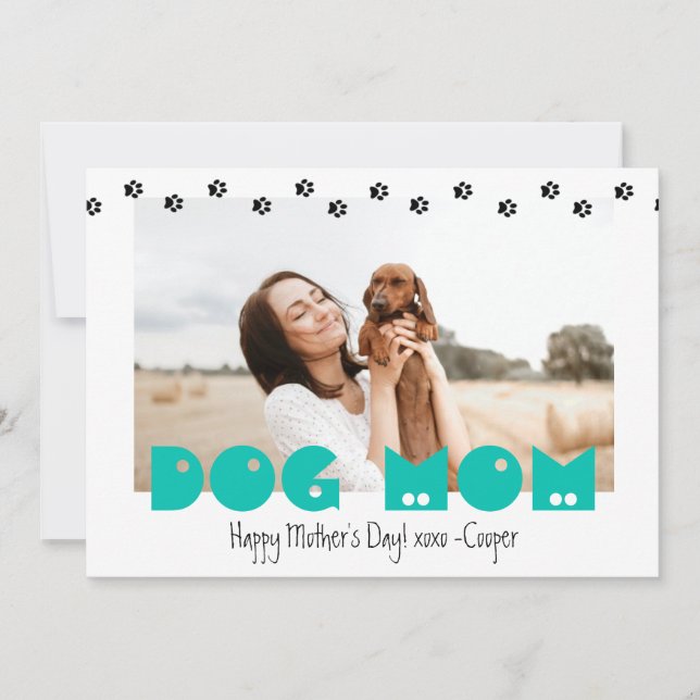Dog Mom | Paw Prints | Custom Mother's Day  Holiday Card (Front)