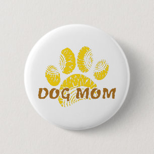 Dog Mom Paw Sunflower Drawing Button