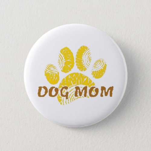 Dog Mom Paw Sunflower Drawing Button