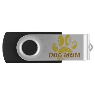 Dog Mom Paw Sunflower Drawing Flash Drive