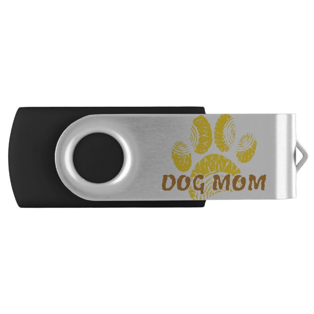 Dog Mom Paw Sunflower Drawing Flash Drive (Front)