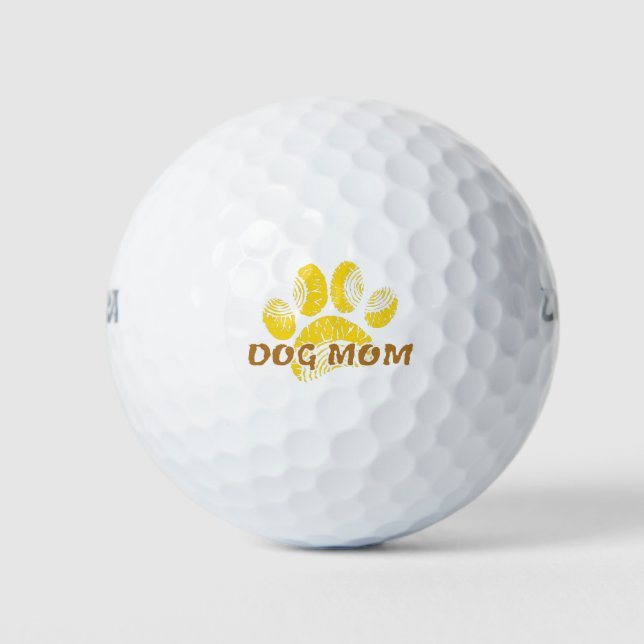 Dog Mom Paw Sunflower Drawing Golf Balls (Front)