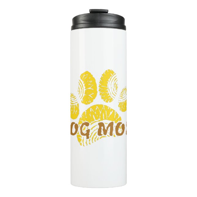 Dog Mom Paw Sunflower Drawing Thermal Tumbler (Front)