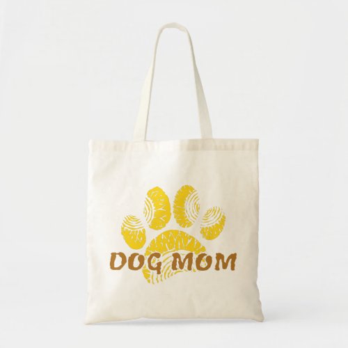 Dog Mom Paw Sunflower Drawing Tote Bag