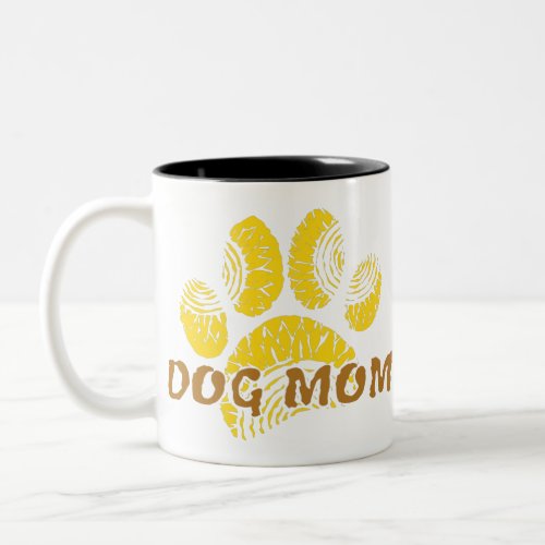 Dog Mom Paw Sunflower Drawing Two_Tone Coffee Mug