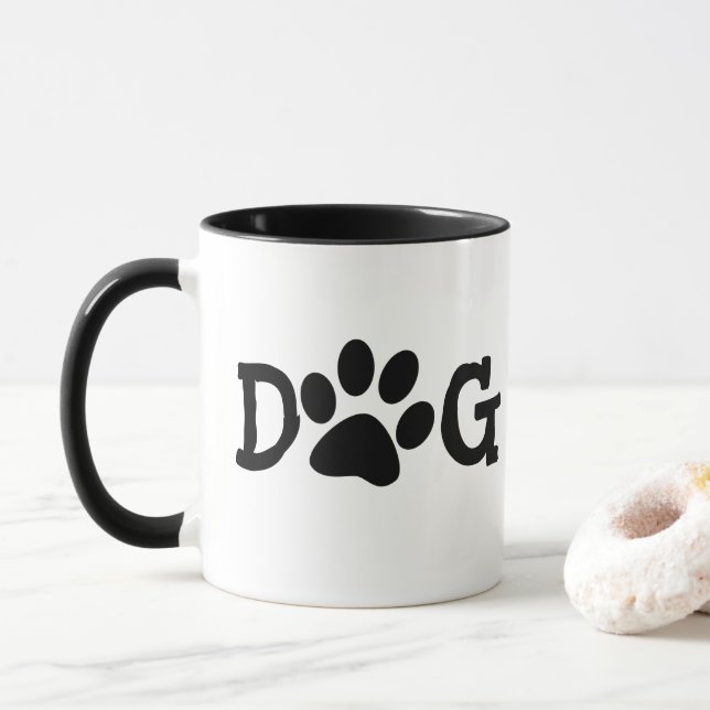 Dog Mom Pawprints On White Mug (With Donut)
