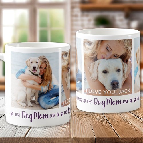 Dog Mom Personalized 3 Picture Mothers Day Coffee Mug