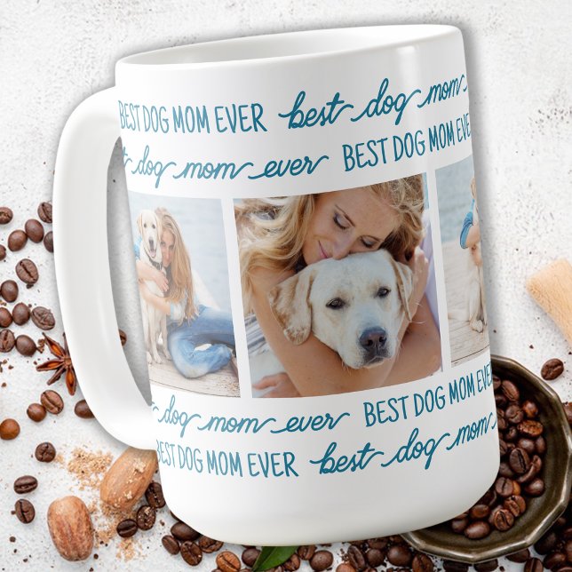 DOG MOM Personalized 4 Pet Photos Coffee Mug (Creator Uploaded)