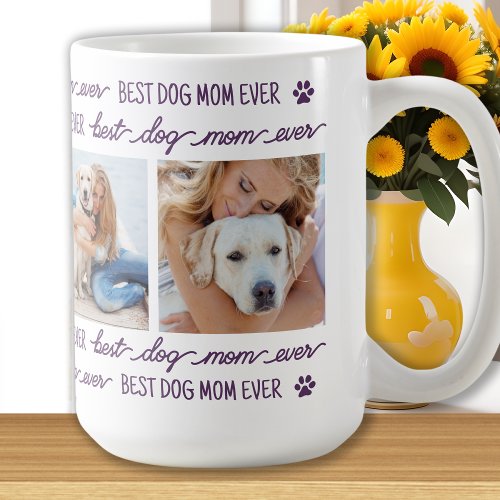 DOG MOM Personalized 4 Photo Collage Coffee Mug