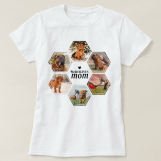 Dog Mom Personalized 6 Pet Photo Collage with Name T-Shirt