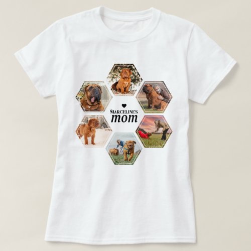 Dog Mom Personalized 6 Pet Photo Collage with Name T_Shirt