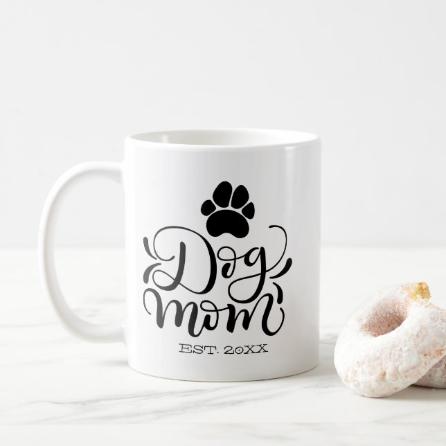 Dog mom - Personalized Established -  Dog lover Coffee Mug (With Donut)