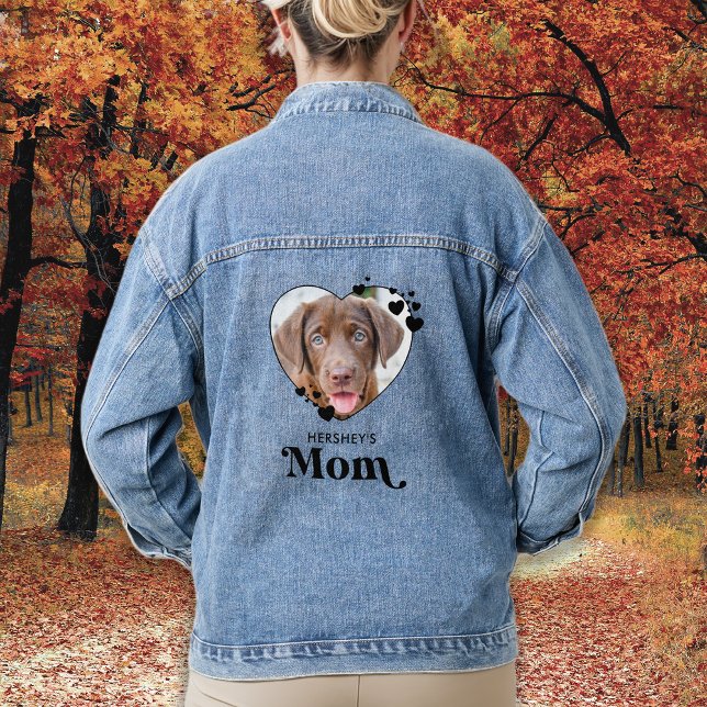 Dog MOM Personalized Heart Dog Lover Pet Photo Denim Jacket (Creator Uploaded)