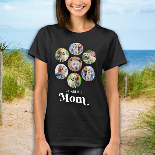 Dog MOM Personalized Pet Photo Collage Dog Lover  T_Shirt