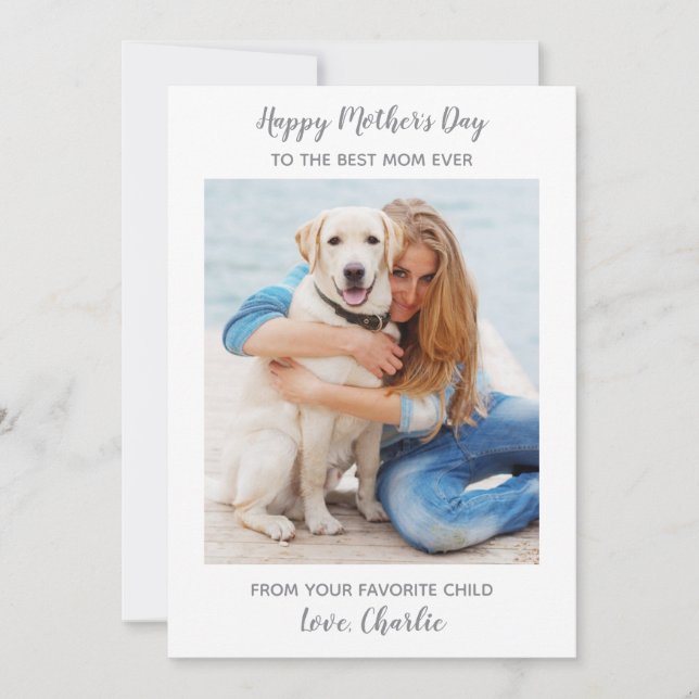  Dog Mom Personalized Pet Photo Happy Mother's Day Holiday Card (Front)