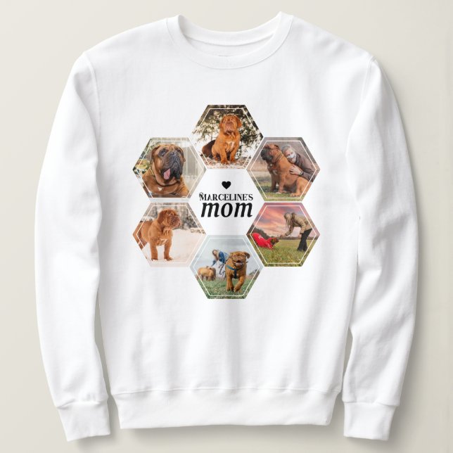 Dog Mom Personalized Photo Collage with Name Sweatshirt (Design Front)