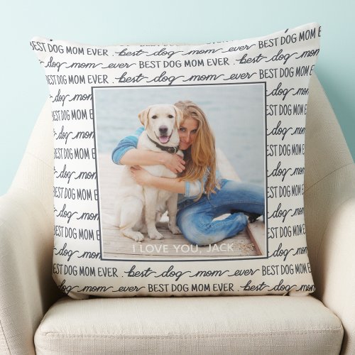 Dog Mom Personalized Stylish 2 Photo Throw Pillow
