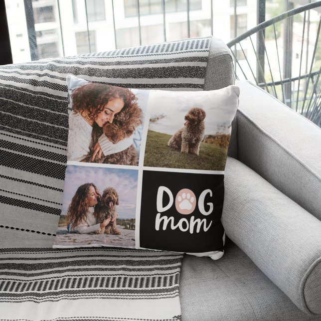 Dog Mom Pet Photo Throw Pillow (Creator Uploaded)