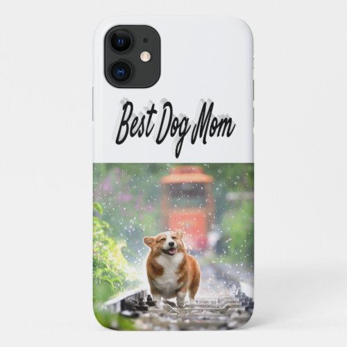 Dog Mom Photo Black text Mothers Day iPhone 11 Case