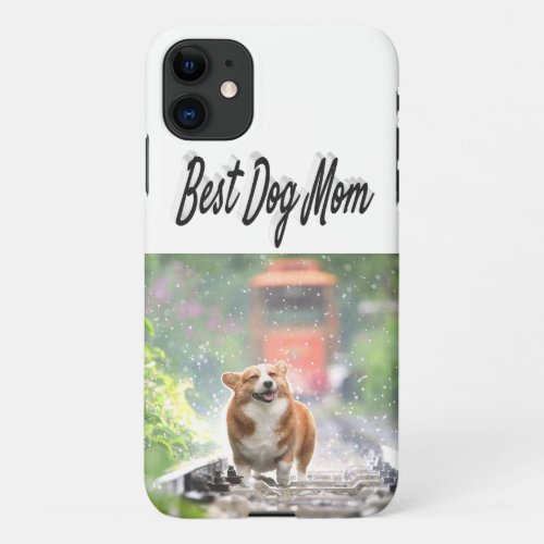 Dog Mom Photo Black  text Mothers Day iPhone 11 Case