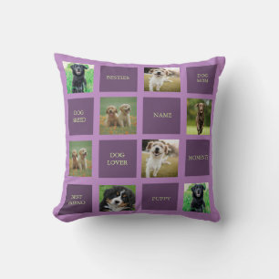 dog mom photo collage throw pillow